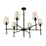 Angya 6-Shade Chandelier Light | Bamboo Lampshades And Matte Black Steel Supports | Fixed 19 Center Rod | Dining Room, Foyer, En