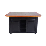 Sunset Trading 3 Piece Antique Black Kitchen Island Set | Gray Tile Top