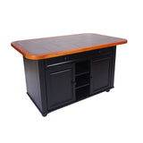 Sunset Trading 3 Piece Antique Black Kitchen Island Set | Gray Tile Top