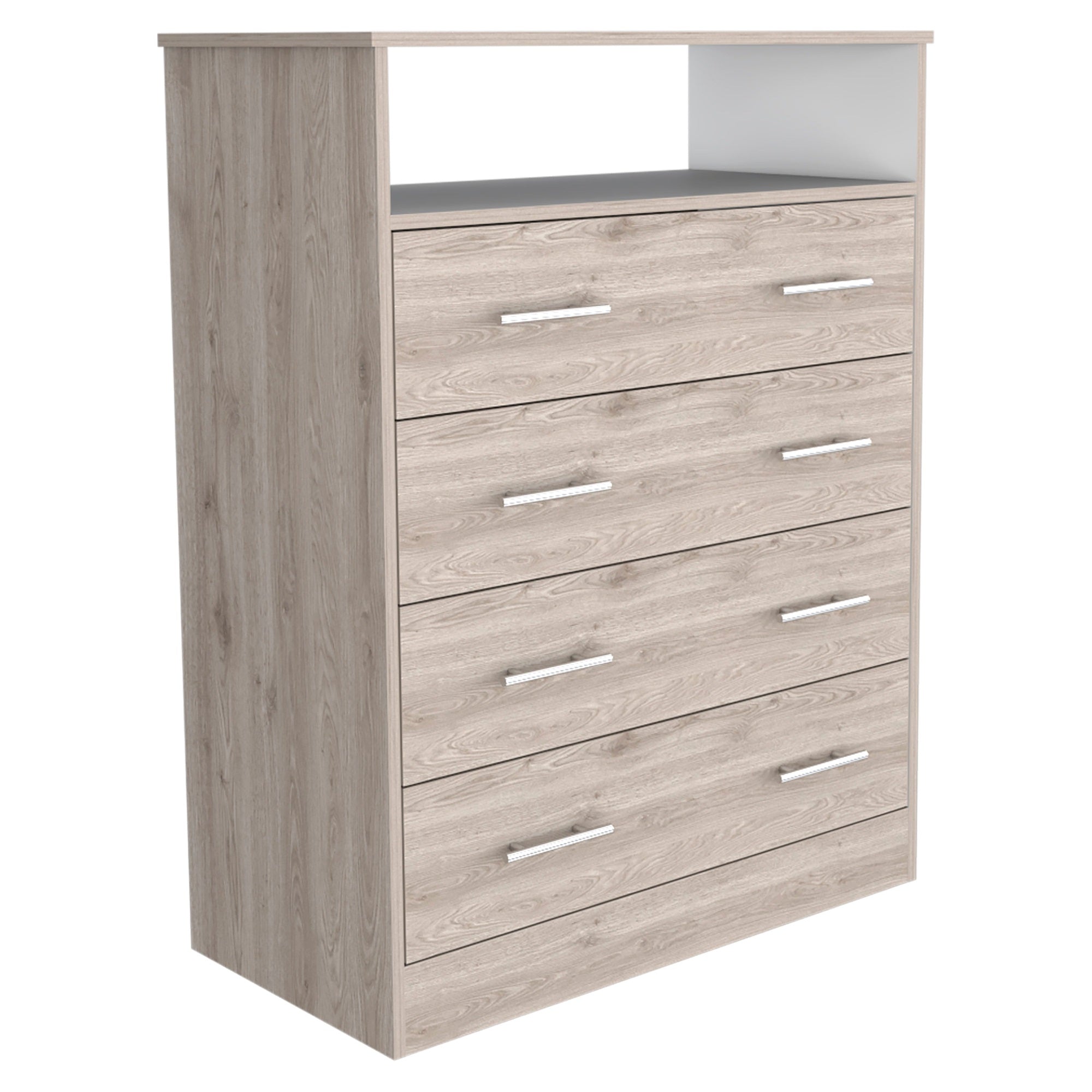 Peru L Four Drawer Dresser -Bedroom -Light Gray / White