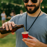 Redcupliving Reusable Red Plastic Shot Cup with Lanyard, 2 oz