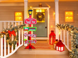 Christmas Directional Sign Post with Base DIY Unfinished Kit