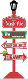 Christmas Directional Sign Post with Base DIY Unfinished Kit