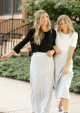 Clarise Heather Gray Premium Knit Maxi Skirt
