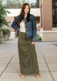 Clarise Olive Premium Knit Maxi Skirt