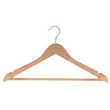 Bowed Suit Hangers with Pant Bar & Shoulder Notch, Natural Wood-Look Finish