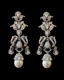 DER810 Lotus Cz earrings -Blue ( READY TO SHIP )