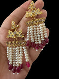 DER804 Grape earrings in fresh water pearls and ruby beads ( READY TO SHIP )