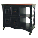 Sunset Trading Regal Kitchen Cart | Antique Black With Cherry Accents