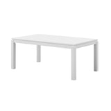 Danby 7 Piece Dining Set, Gray Fabric & White Wood (Table & 6 Upholstered Chairs)