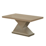 Legault 59 Rectangular Pedestal Dining Table With Embossed Pattern, Gold Wood