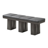 Voight Modern Upholstered Dining Bench, Gray Vinyl & Wood
