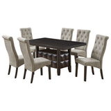 Huxley 7 Piece Contemporary Dining Set, Black Wood & Light Gray Fabric (Table, 6 Chairs)