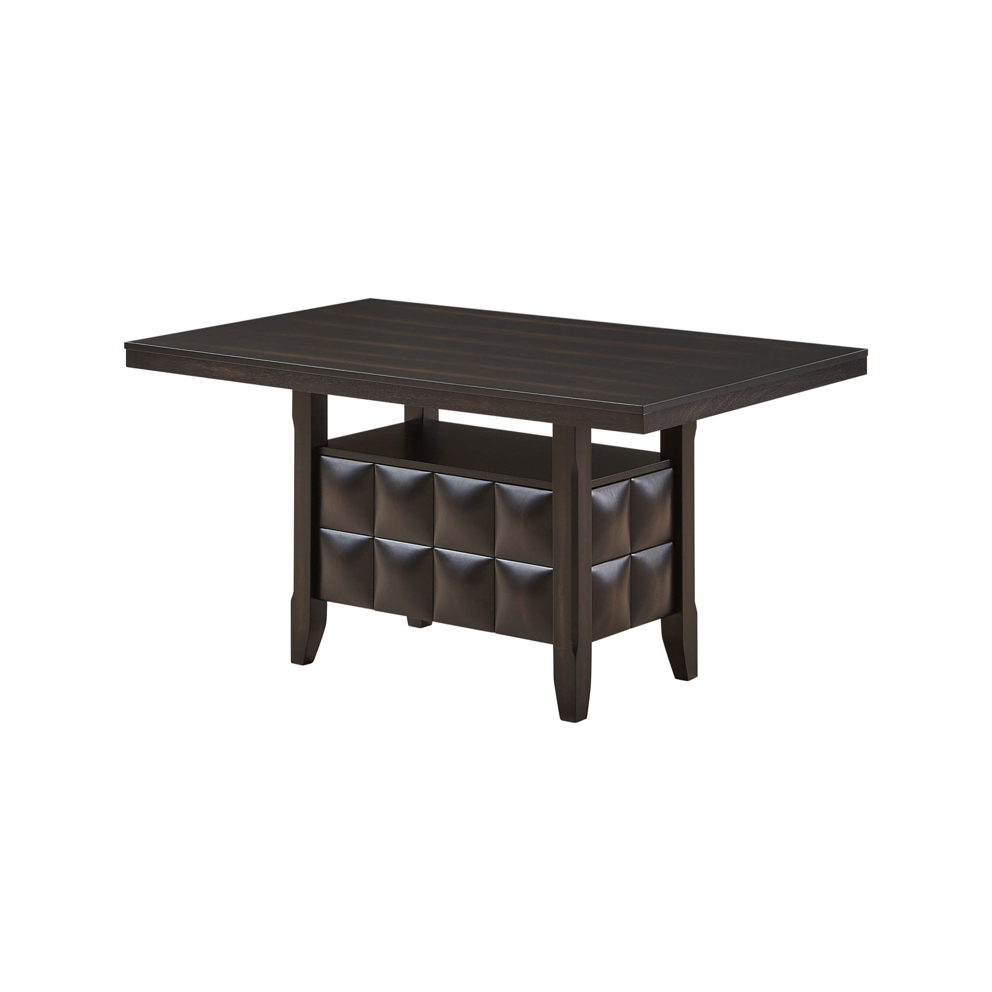 Huxley 59 Rectangular Contemporary Storage Dining Table, Black Wood