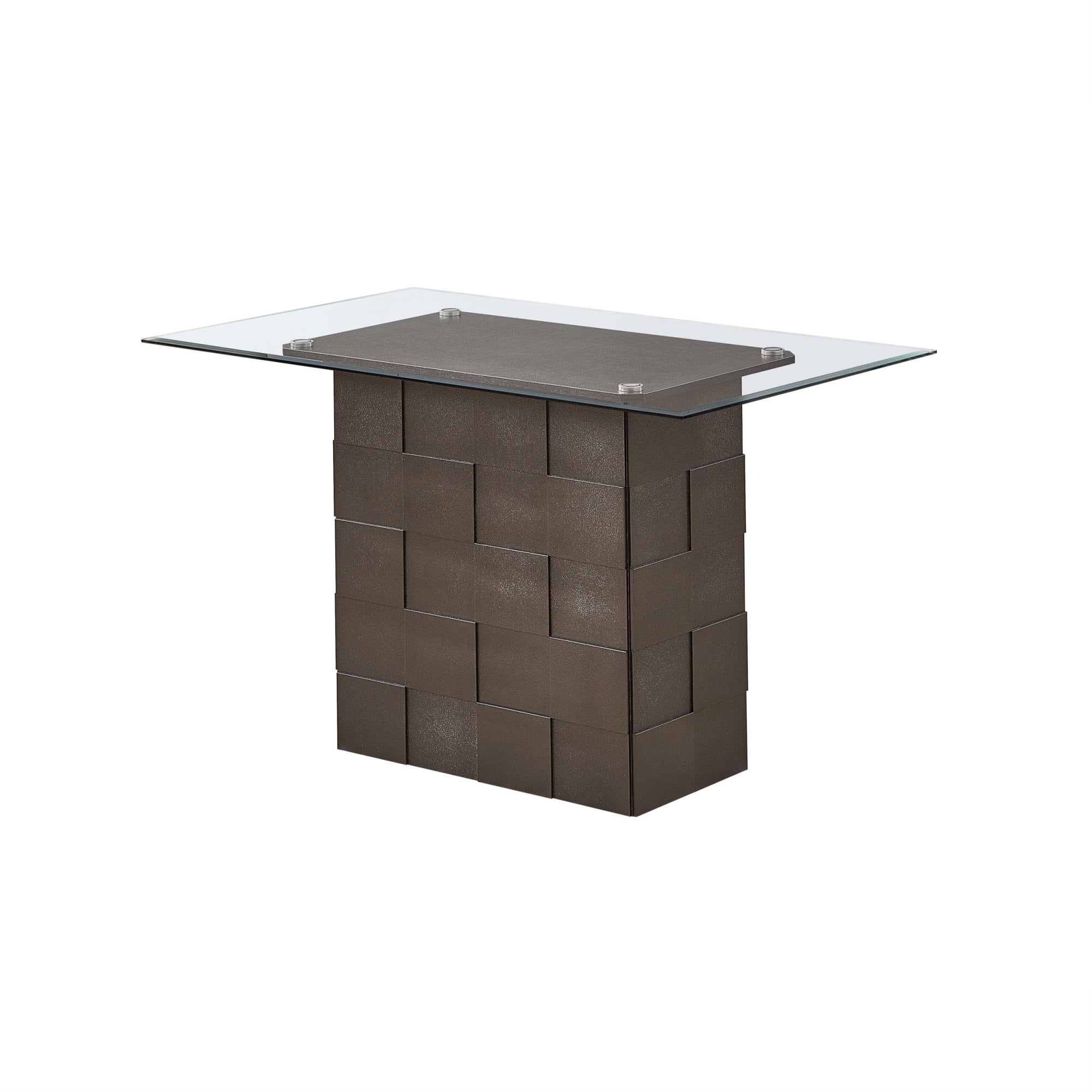 Caputo 59 Rectangle Counter Height Dining Table, Gray Wood & Tempered Glass