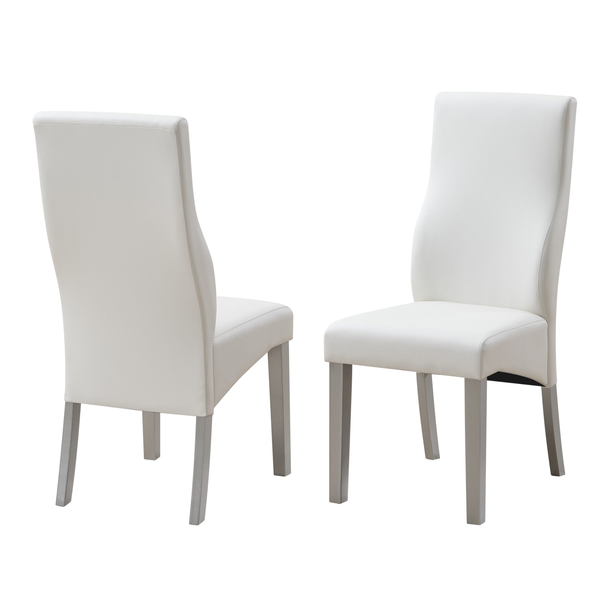 Astra Upholstered Dining Side Chairs, White Vinyl & Champagne Wood (Set Of 2)