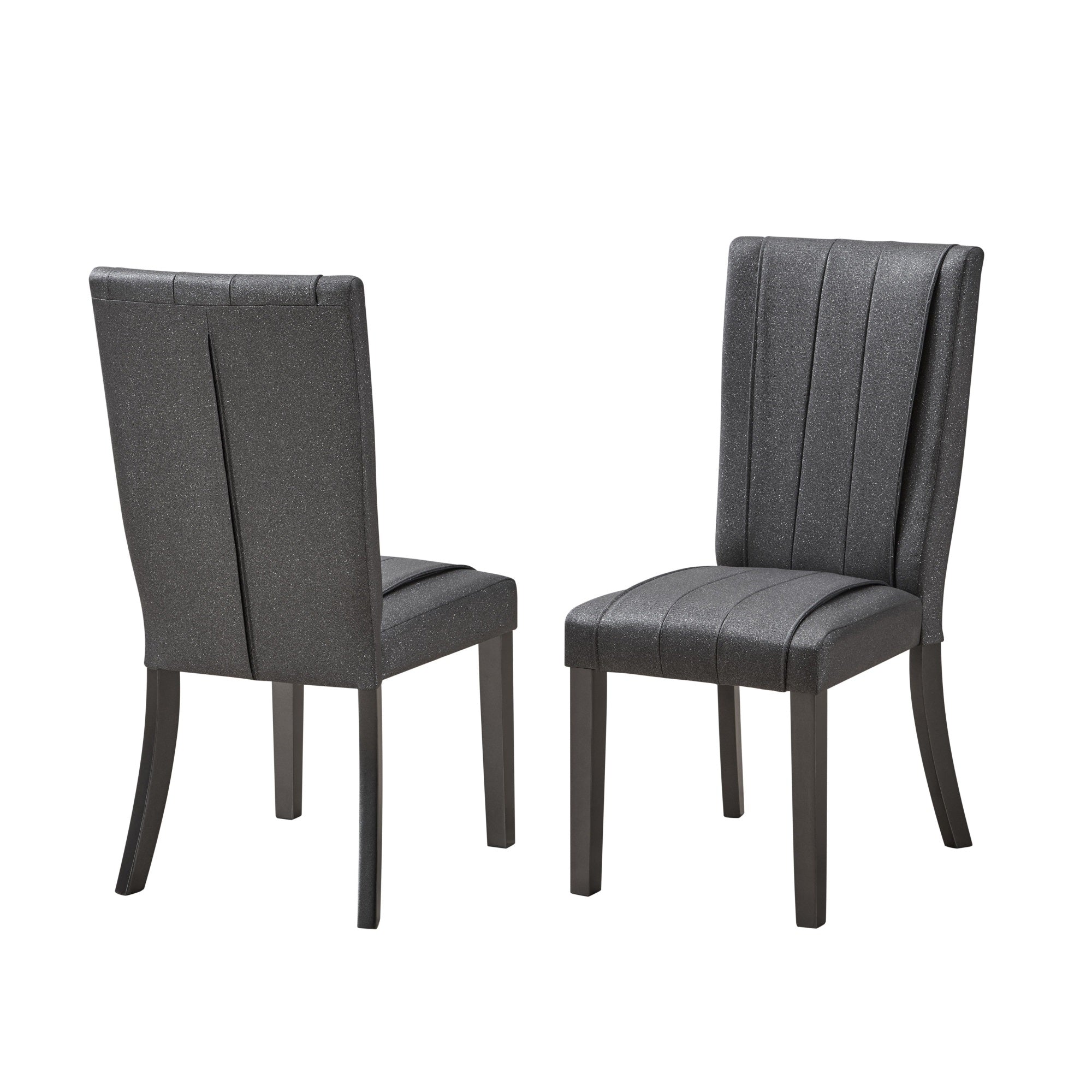 Voight Upholstered Dining Side Chairs, Gray Vinyl & Wood (Set Of 2)