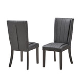 Voight Upholstered Dining Side Chairs, Gray Vinyl & Wood (Set Of 2)