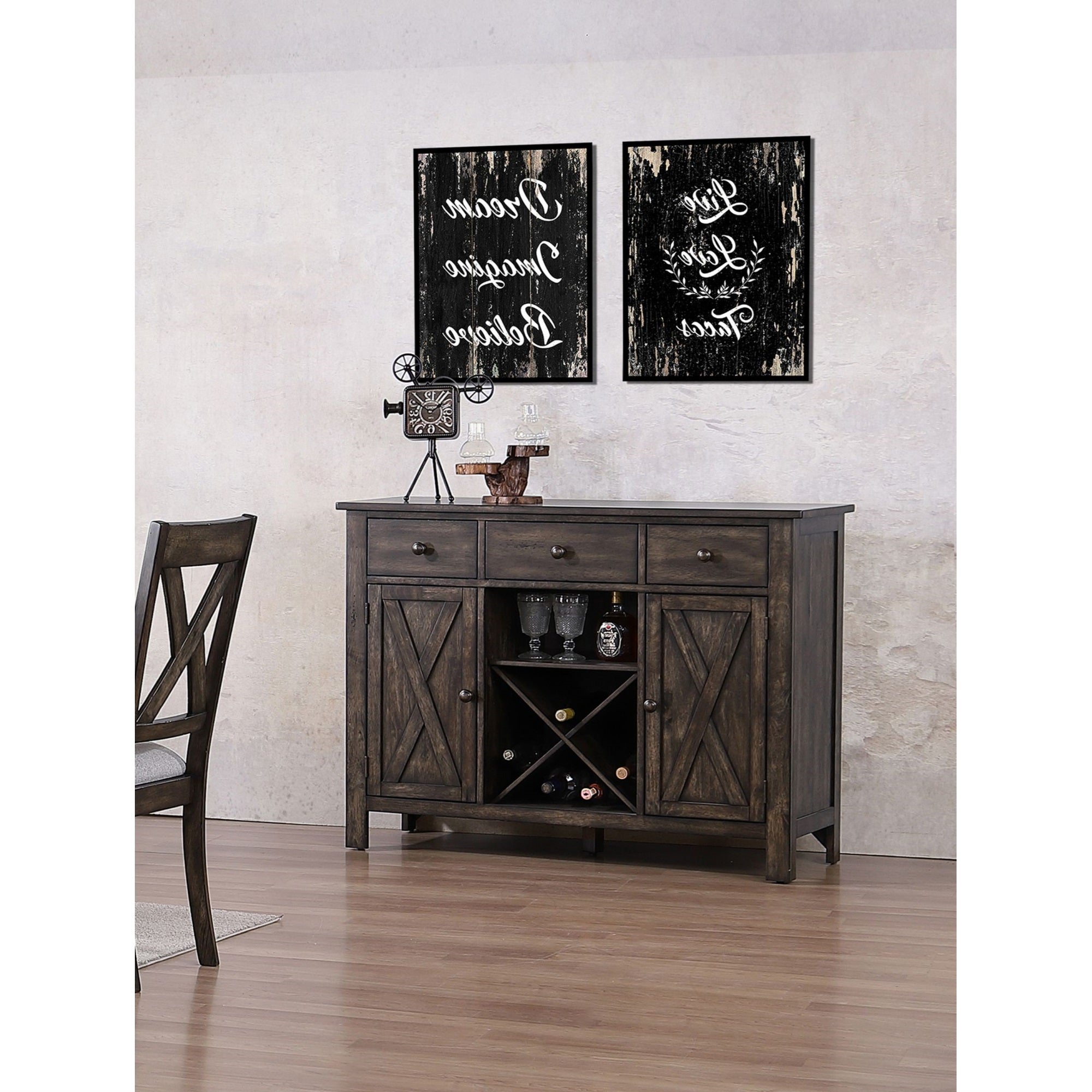 Itta Brown Wood Buffet Server With Wine Storage