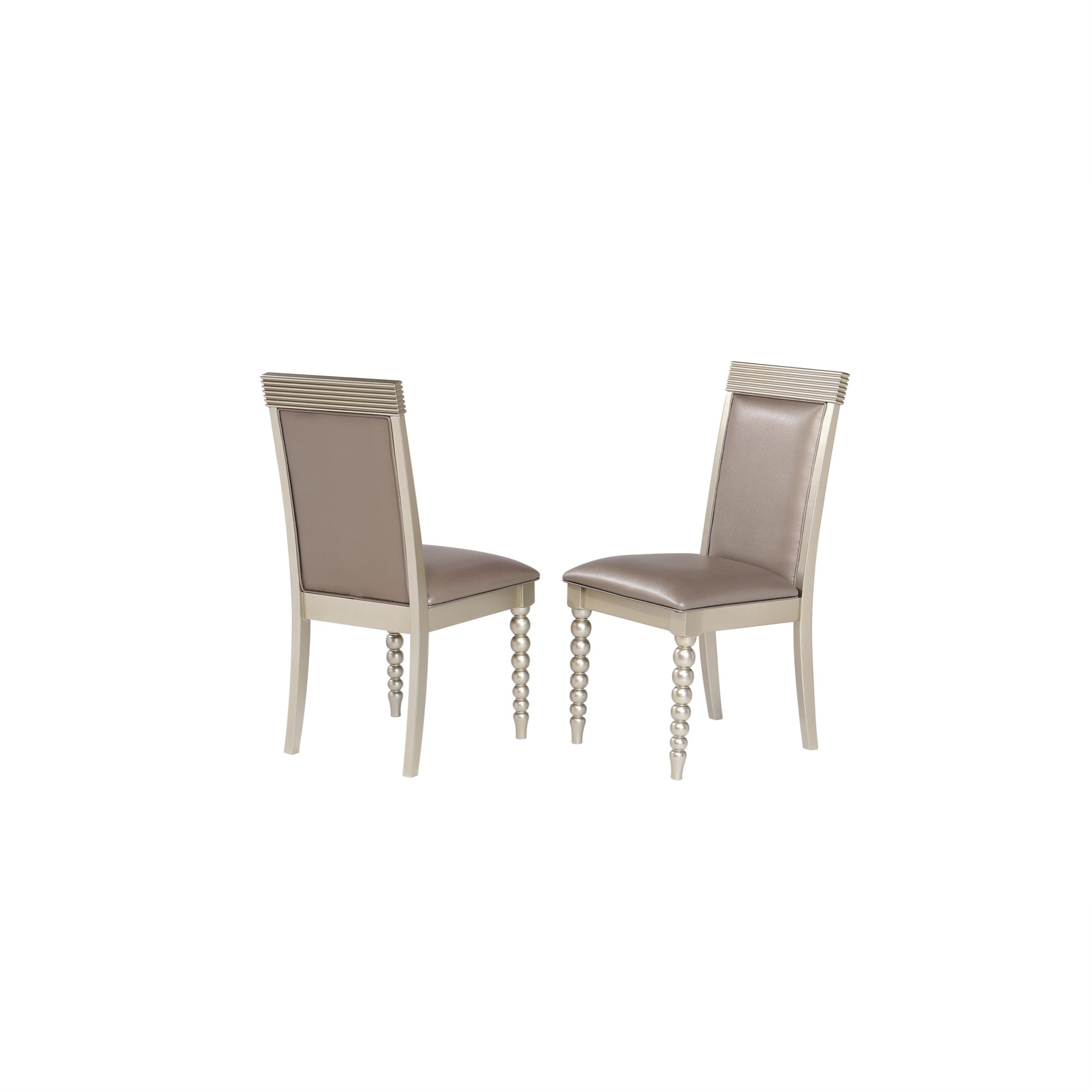 Zaria Upholstered Dining Side Chairs, Champagne Wood (Set Of Two)