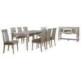 Zaria Champagne Wood 10 Piece Extendable Dining Set (Table, 8 Chairs, Server)