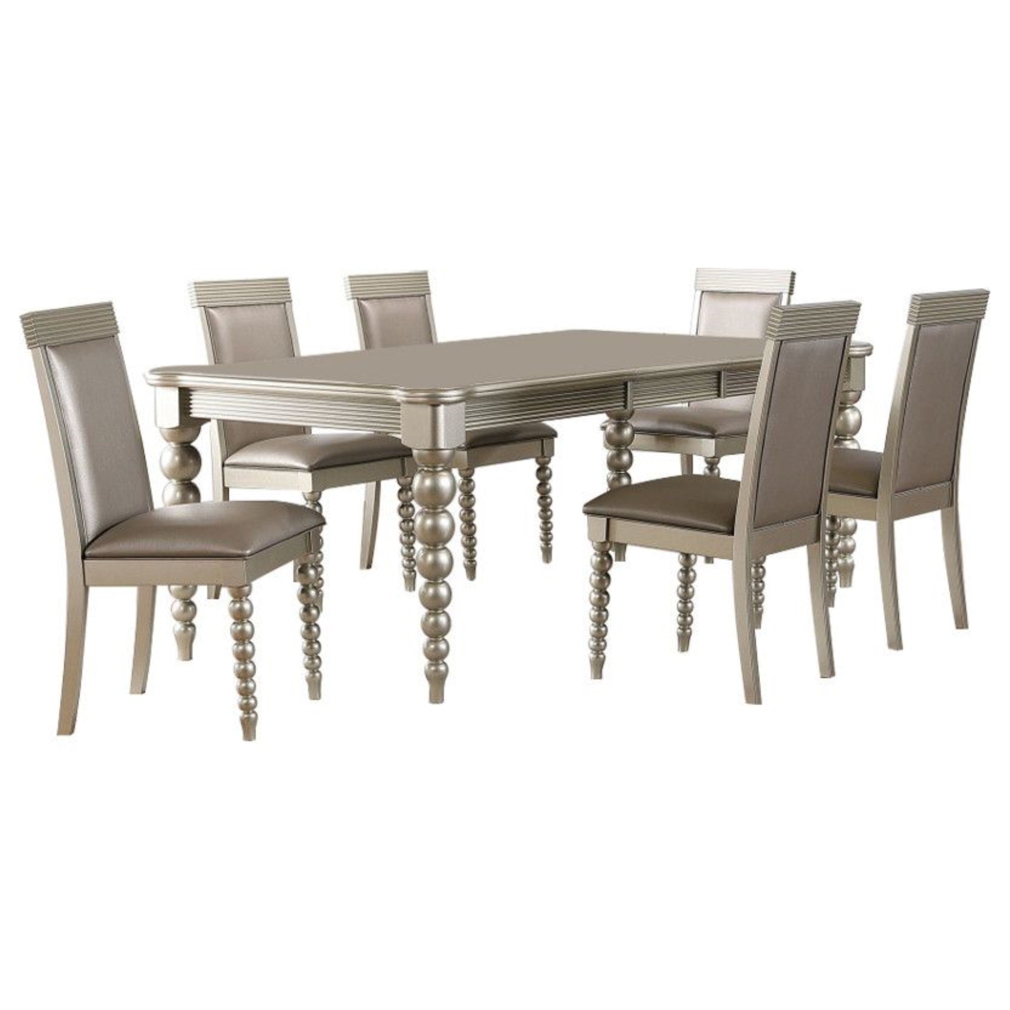 Zaria Champagne Wood 7 Piece Extendable Dining Set (Table, 6 Chairs)
