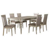 Zaria Champagne Wood 7 Piece Extendable Dining Set (Table, 6 Chairs)