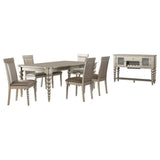 Zaria Champagne Wood 8 Piece Extendable Dining Set (Table, 6 Chairs, Server)