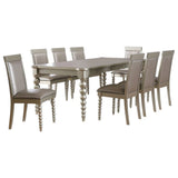 Zaria Champagne Wood 9 Piece Extendable Dining Set (Table, 8 Chairs)