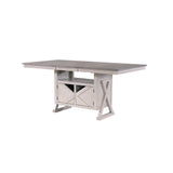 Figaro Counter Height Extendable Storage Dining Table, Wash Gray Wood