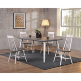 Cusick 5 Piece Farmhouse Dining Set, White & Gray Wood, (Table & Four Windsor Chairs)