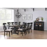 Frates 10 Piece Extendable Dining Set, Black & Brown Wood (Table, 8 Chairs, Server)