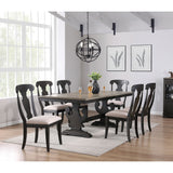 Frates 7 Piece Extendable Dining Set, Black & Brown Wood (Table & 6 Chairs)