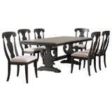 Frates 7 Piece Extendable Dining Set, Black & Brown Wood (Table & 6 Chairs)