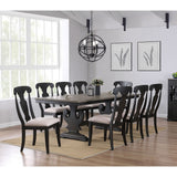Frates 9 Piece Extendable Dining Set, Black & Brown Wood (Table & 8 Chairs)
