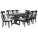 Frates 9 Piece Extendable Dining Set, Black & Brown Wood (Table & 8 Chairs)