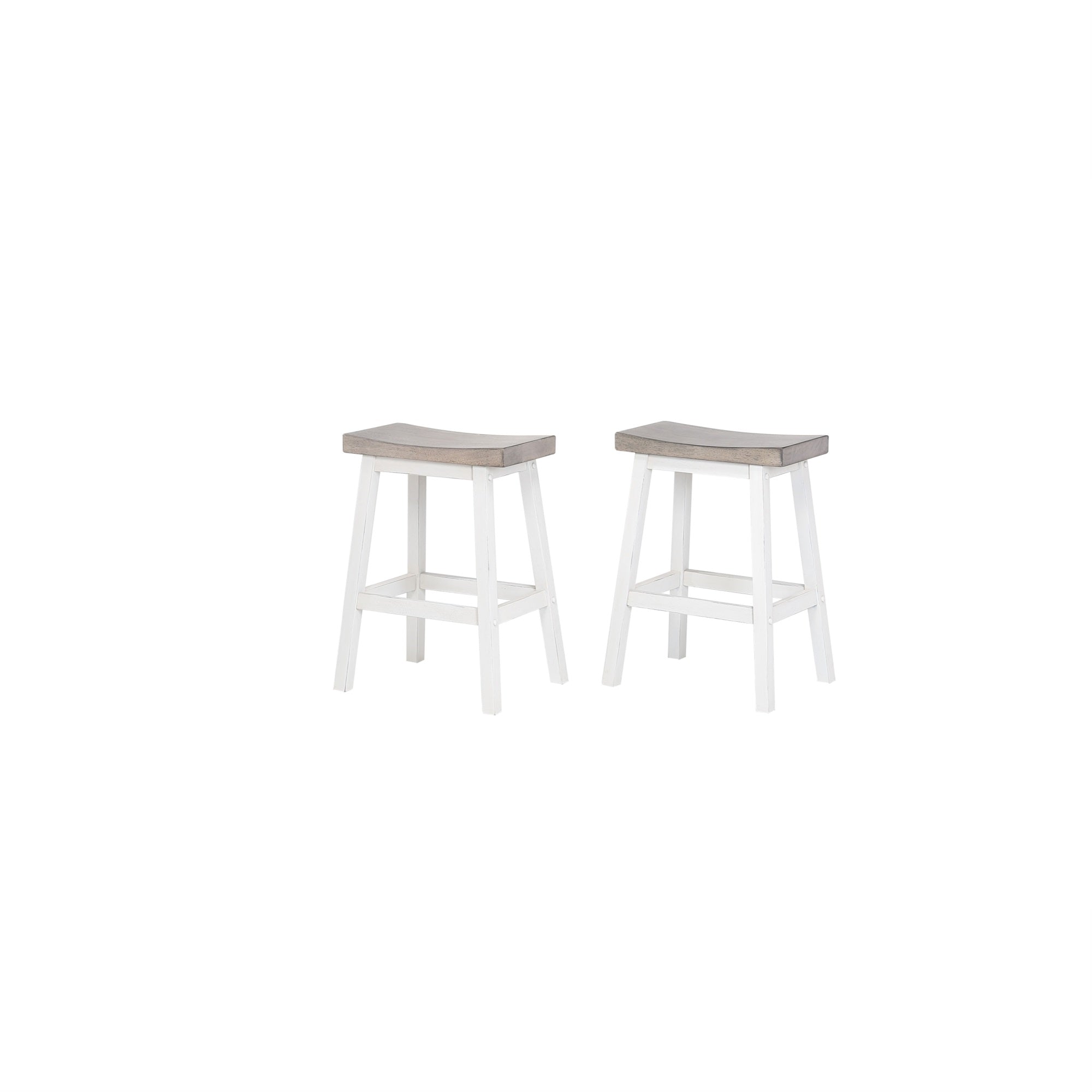 Millport Counter Height Backless Bar Stools, White & Wash Gray Wood