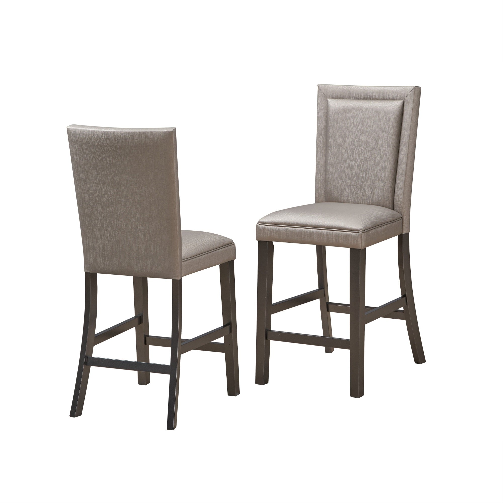 Caputo Counter Height Dining Side Chairs, Gray Vinyl & Wood (Set Of 2)