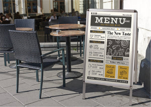 Wet Erase A-Frame Sign Board, Poster Holder, 33 X 22, Aluminum Frame, Black Surface