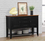 Sunset Trading Selections Sideboard With Large Display Shelf - 3 Drawers 2 Storage Cabinets - Antique Black And Cherry