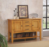 Sunset Trading Selections Sideboard With Large Display Shelf - 3 Drawers 2 Storage Cabinets - Light Oak