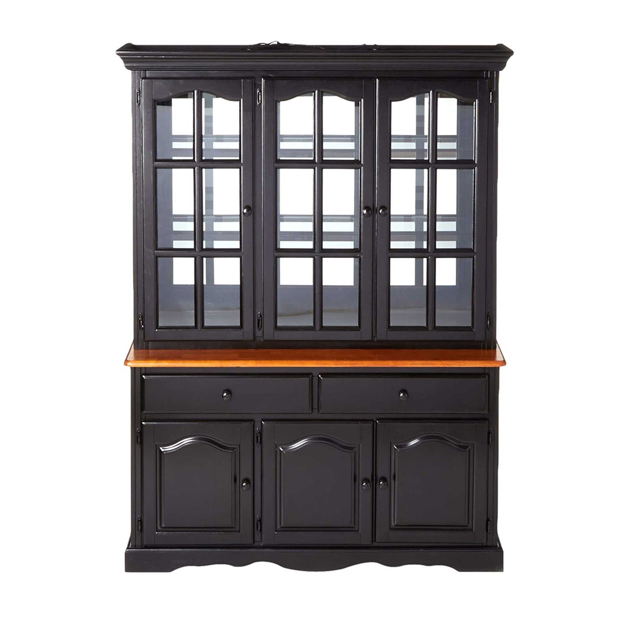 Sunset Trading Black Cherry Selections Treasure Buffet And Lighted Hutch | Antique Black And Cherry