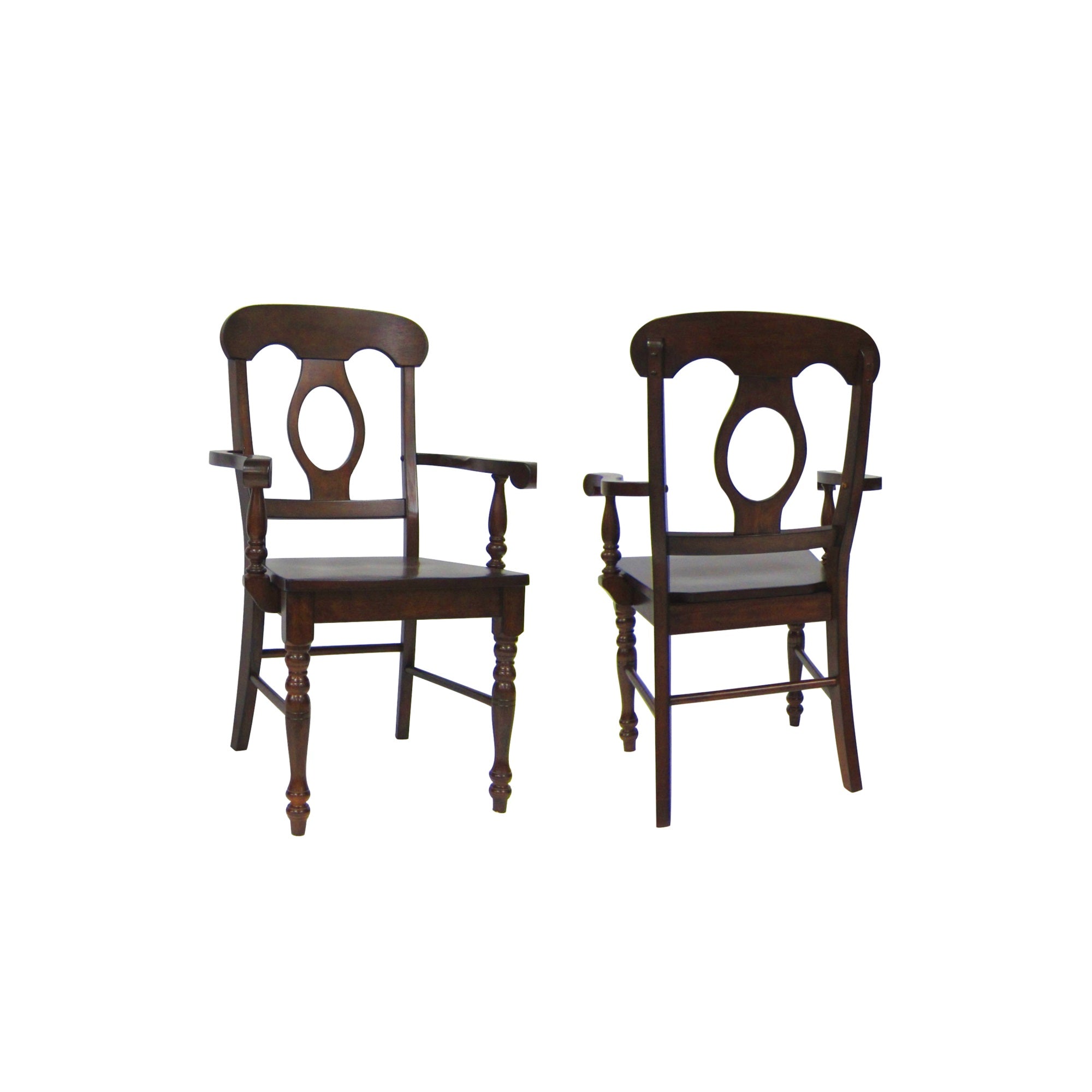 Sunset Trading Andrews Napoleon Dining Chair With Arms | Chestnut Brown | Set Of 2