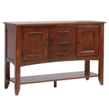 Sunset Trading Andrews Sideboard With Large Display Shelf | 3 Drawers 2 Storage Cabinets | Chestnut Brown