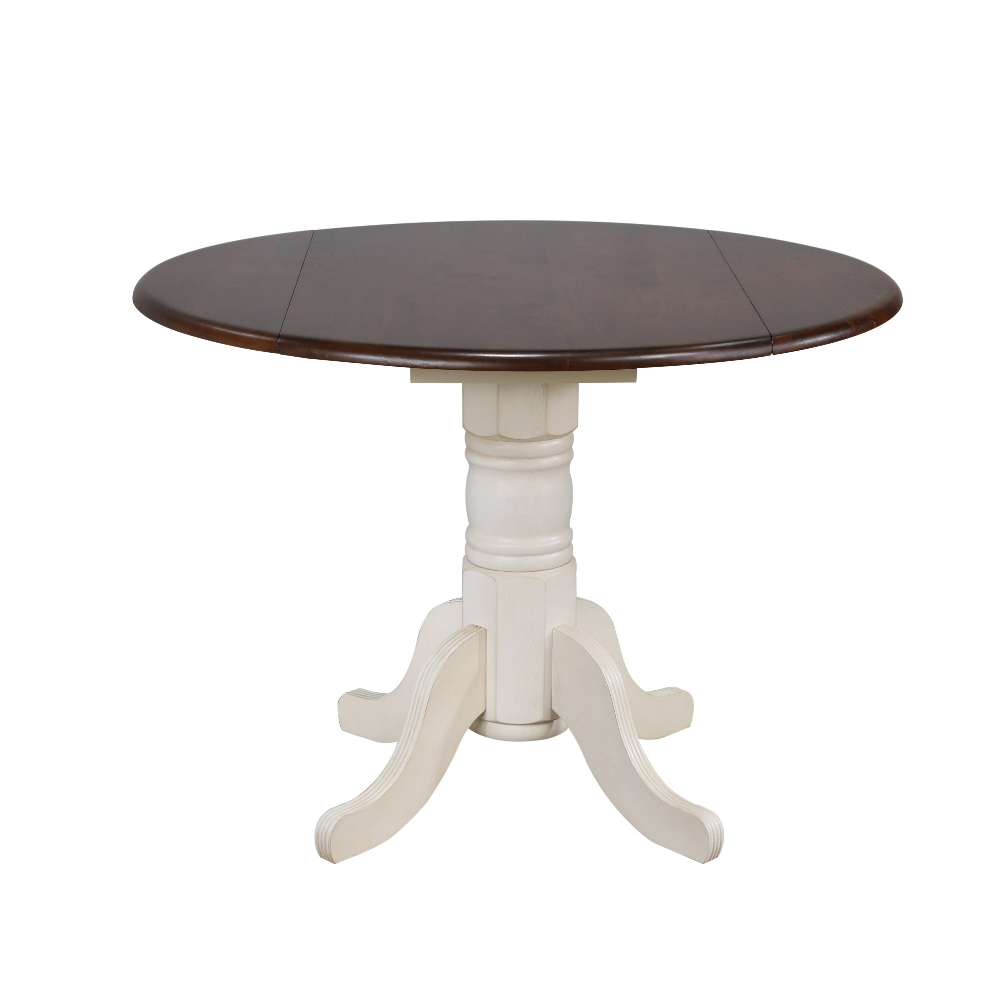 Sunset Trading Andrews 3 Piece 42 Round Extendable Dining Set | Drop Leaf Table | Antique White And Chestnut Brown | 2 Arrowba