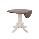 Sunset Trading Andrews 3 Piece 42 Round Extendable Dining Set | Drop Leaf Table | Antique White And Chestnut Brown | 2 Arrowba