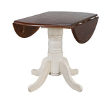 Sunset Trading Andrews 42 Round Extendable Drop Leaf Dining Table | Antique White And Chestnut Brown | Seats 6