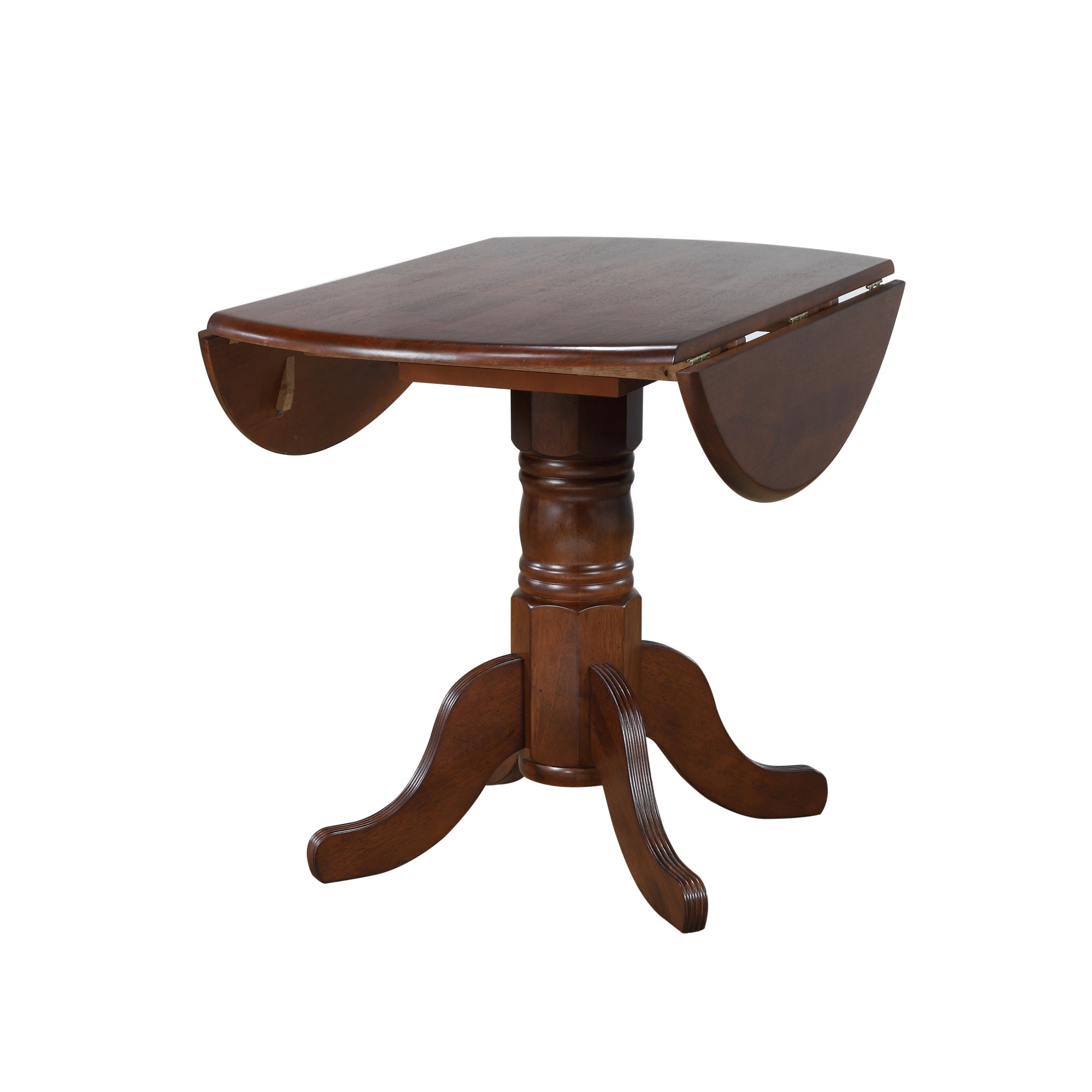 Sunset Trading Andrews 3 Piece 42 Round Drop Leaf Dining Set | Chestnut Brown | Napoleon Chairs | Seats 6