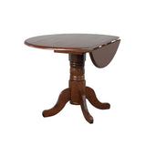 Sunset Trading Andrews 3 Piece 42 Round Drop Leaf Dining Set | Chestnut Brown | Napoleon Chairs | Seats 6