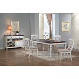 Sunset Trading Andrews 76 Rectangular Butterfly Extendable Dining Table | Antique White With Chestnut Brown Top | Seats 8